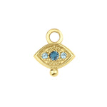 Load image into Gallery viewer, Three Gems Evil Eye Charm with London Blue Topaz and Sky Blue Topaz