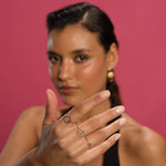 Resmi Galeri görüntüleyicisine yükleyin, Elmas, Konyak Elmas ve Mavi Safirli Yıldız Yüzüğüm