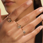 Resmi Galeri görüntüleyicisine yükleyin, Elmas, Konyak Elmas ve Mavi Safirli Yıldız Yüzüğüm