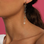 Resmi Galeri görüntüleyicisine yükleyin, Tsavorite ve Peridot Taşlı Uzun Damla Küpe