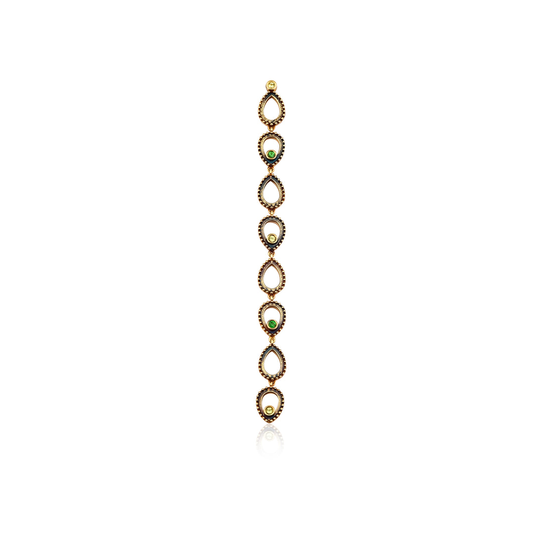 Long Flow of Drops Earring with Tsavorite and Peridot