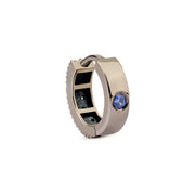 Black Rhodium and Gold Reversible Dream Hoops (Medium) with Diamond and Blue Sapphire