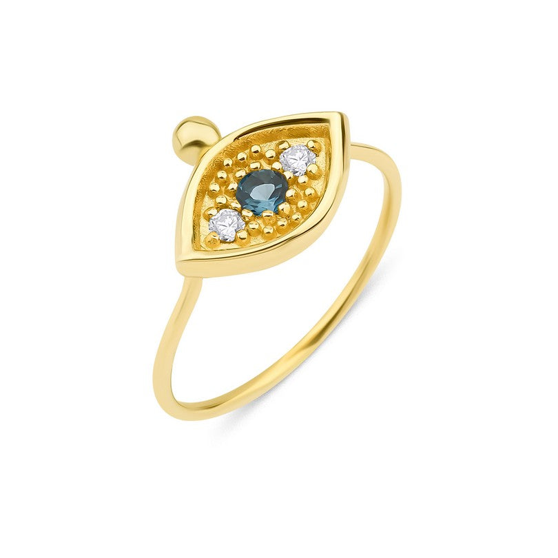 Pırlanta ve London Topazlı Evil Eye Yüzük 
