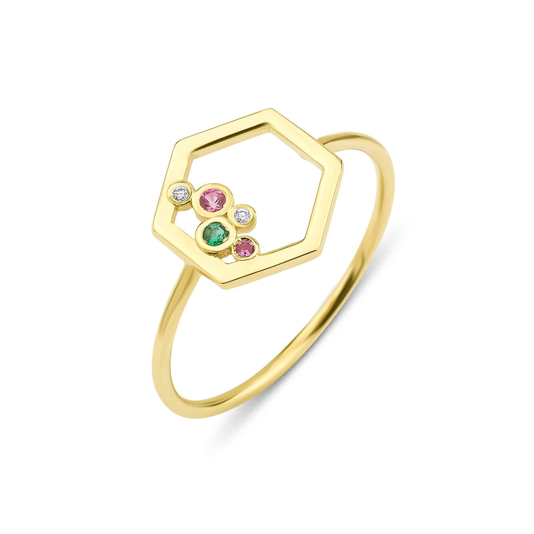 Solo HexaGlow Yüzük
 Elmas, Zümrüt ve
 Pembe Safir