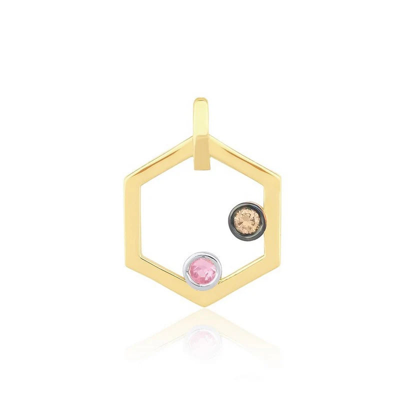 Konyak Elmas ve Pembe Safirli Solo HexaGlow Küpe 