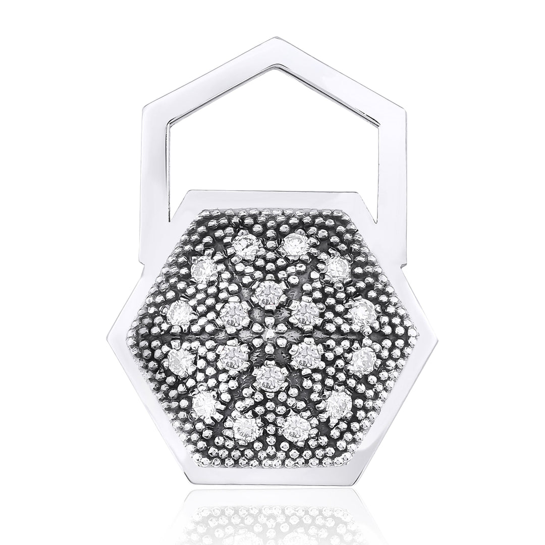Beyaz Altın Siyah Rodyum HexaGlow Rozet Küpe
 ile
 Elmas