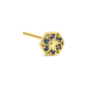 Petite Spiked HexaGlow Stud Earring with Blue Sapphire