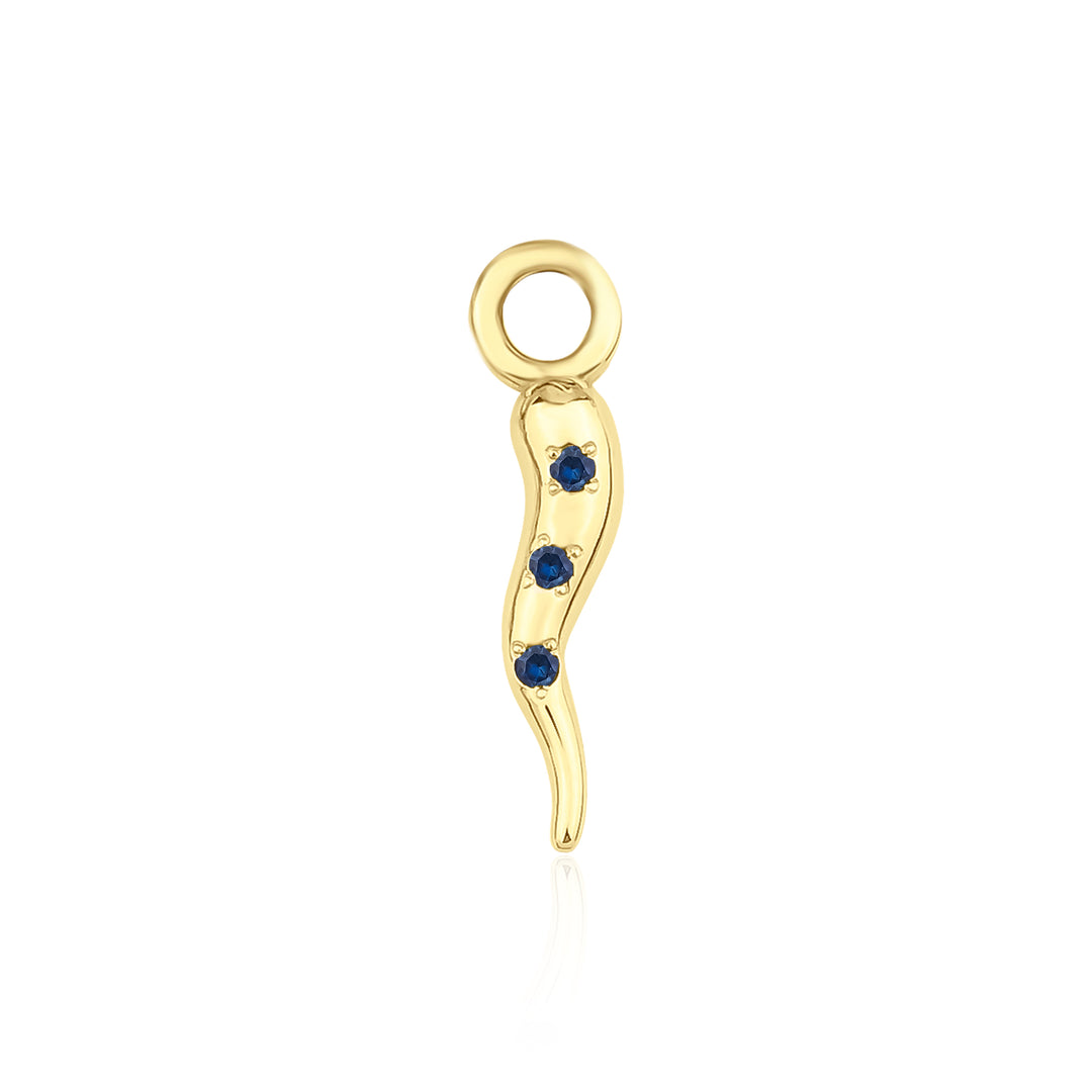 Italian Horn Charm with Blue Sapphire