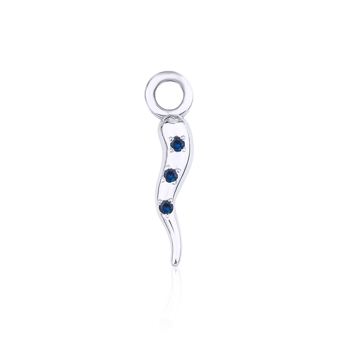 Italian Horn Charm with Blue Sapphire