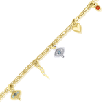 Load image into Gallery viewer, Three Gems Evil Eye Charm with London Blue Topaz and Sky Blue Topaz
