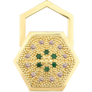 HexaGlow Badge Earring with Emerald and Cognac Diamond