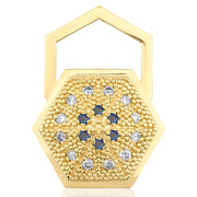 HexaGlow Badge Earring with Diamond and Blue Sapphire