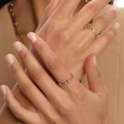 Colorful Gem Two Lines Luminous Ring