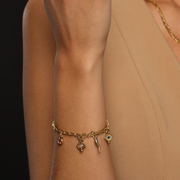 Three Gems Evil Eye Charm with London Blue Topaz and Sky Blue Topaz