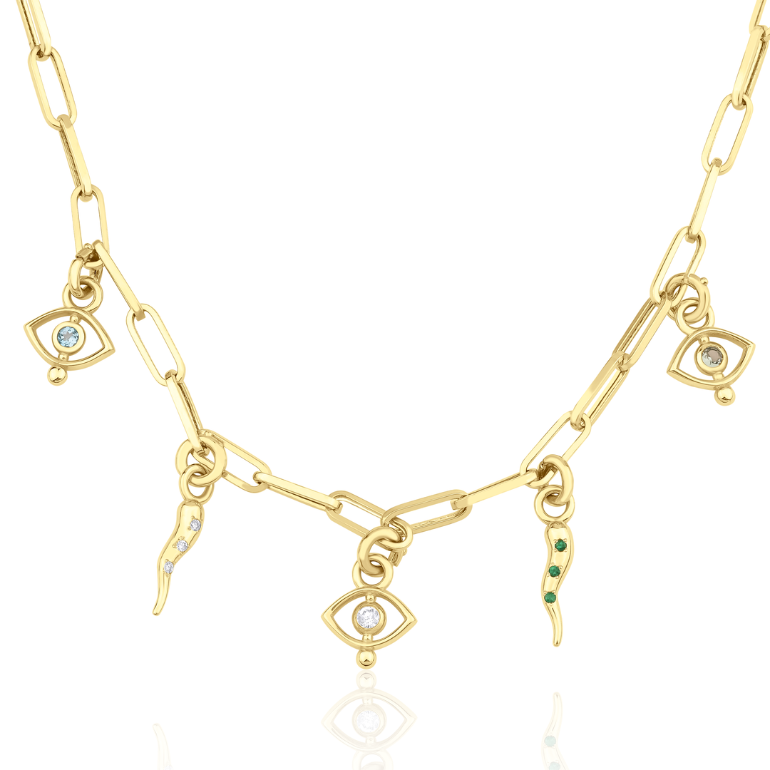 Solo Gem Evil Eye Charm with Green Sapphire